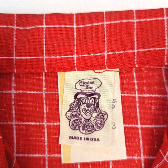 Vintage Clowns Inc Outfit Boys Sz 18m Red Plaid Shorts Button Down Preppy - Picture 3 of 4